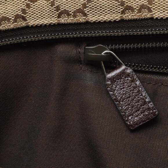 GUCCI GG Canvas Sherry Line Tote Bag, Handbag, Leather, Khaki Beige, Dark Bro... - Picture 9 of 10